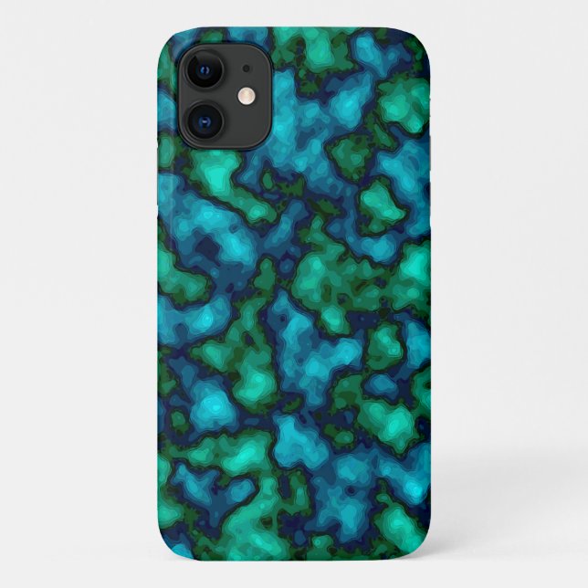 Coques Case-Mate iPhone Motif Abstrait bleu et vert (Dos)