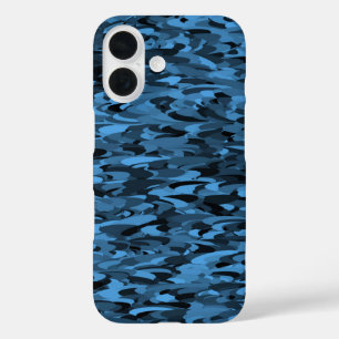 Coque Pour iPhone 16 Motif Abstrait Bleu Noir