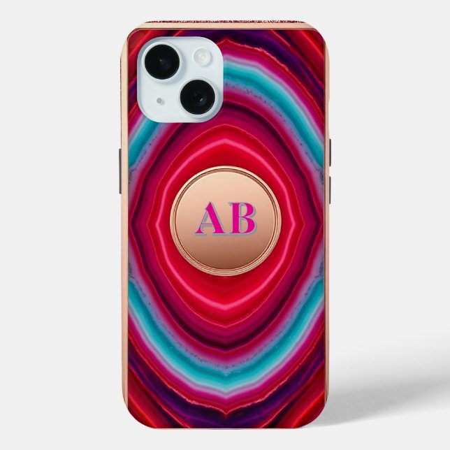 Coques Case-Mate iPhone Motif Abstrait d'Agate Vibrant avec Paillettes (Verso)
