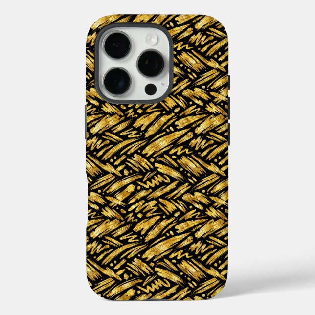 Coques Case-Mate iPhone Motif abstrait de feuille d'or (Verso)