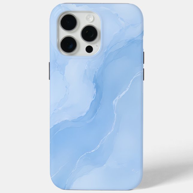 Coques Case-Mate iPhone Motif Abstrait de Marbre Bleu Clair (Verso)