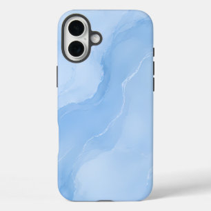 Coque Pour iPhone 16 Plus Motif Abstrait de Marbre Bleu Clair