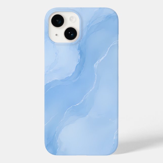 Coques Case-Mate iPhone Motif Abstrait de Marbre Bleu Doux (Verso)