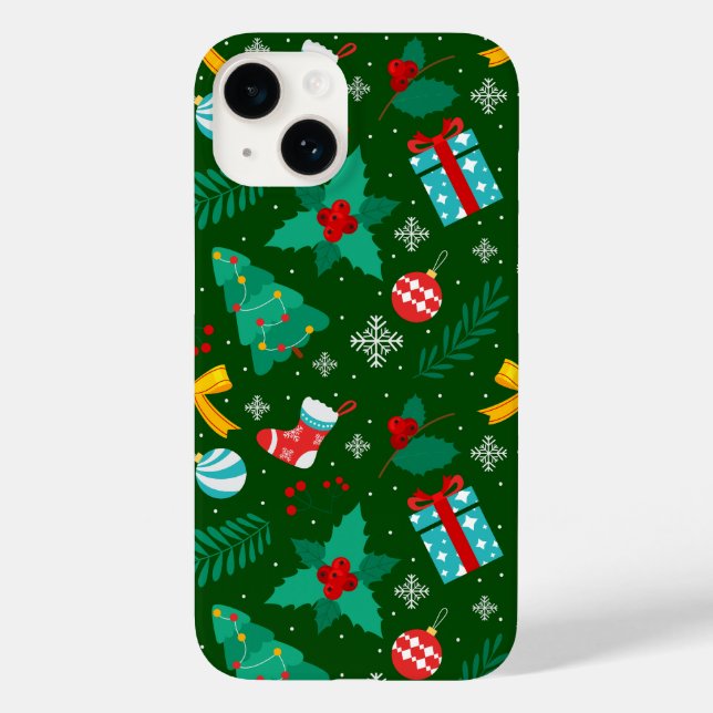 Coques Case-Mate iPhone Motif Abstrait de Noël vert (Verso)