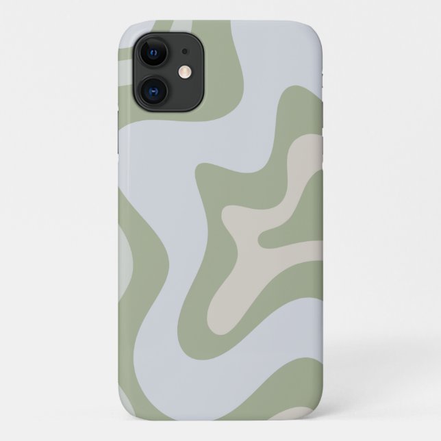 Coques Case-Mate iPhone Motif abstrait de tourbillon liquide rétro en vert (Dos)