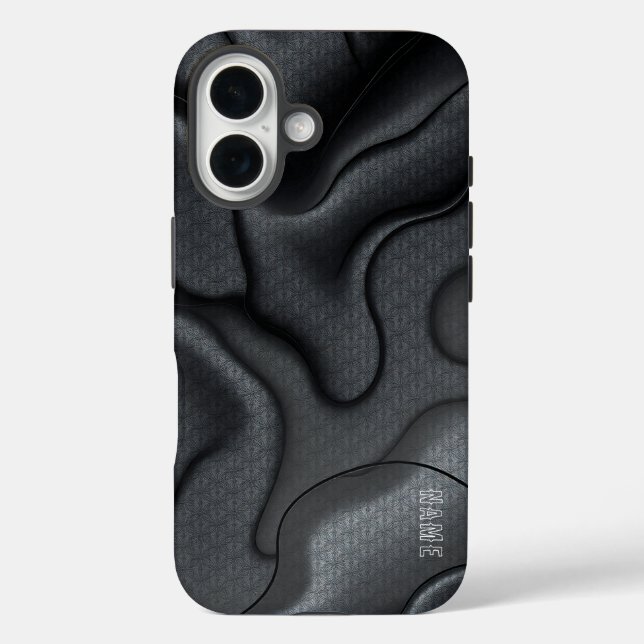 Coques Case-Mate iPhone Motif Abstrait de vague monochrome (Verso)