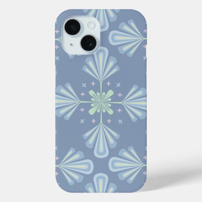 Coques Case-Mate iPhone Motif Abstrait Floral Bleu (Verso)