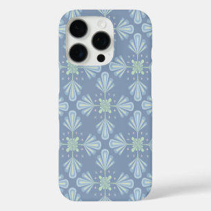 Coque iPhone 16 Pro Motif Abstrait Floral Bleu