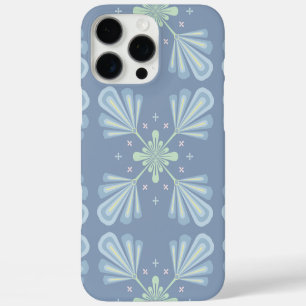 Coque iPhone 16 Pro Max Motif Abstrait Floral Bleu
