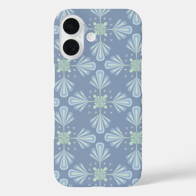 Coques Case-Mate iPhone Motif Abstrait Floral Bleu (Verso)