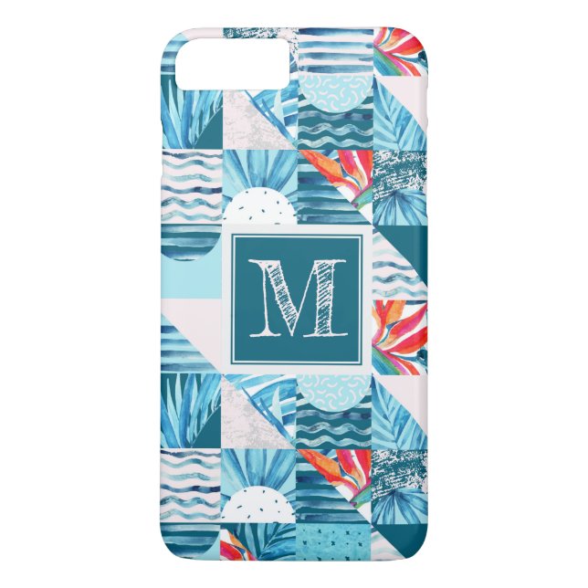 Coques Case-Mate iPhone Motif Abstrait géométrique Turquoise tropical (Dos)