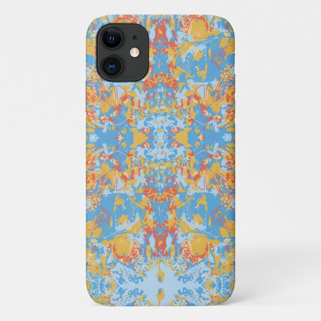 Coques Case-Mate iPhone Motif Abstrait jaune bleu exclusif (Dos)