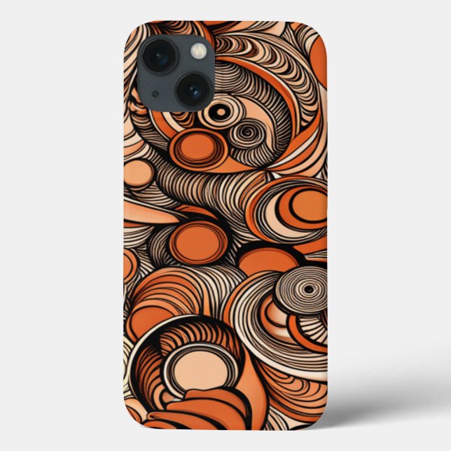 Coques Case-Mate iPhone Motif Abstrait moderne Peach Orange (Verso)