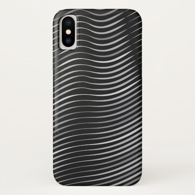 Coques Case-Mate iPhone motif abstrait noir et argent (Dos)