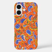 Motif Abstrait Orange Paisley