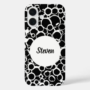Coque Pour iPhone 16 motif abstrait personnalisé noir et blanc