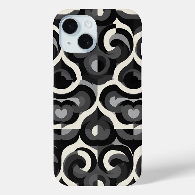 Coques Case-Mate iPhone Motif Abstrait Rétro Noir et Blanc (Verso)