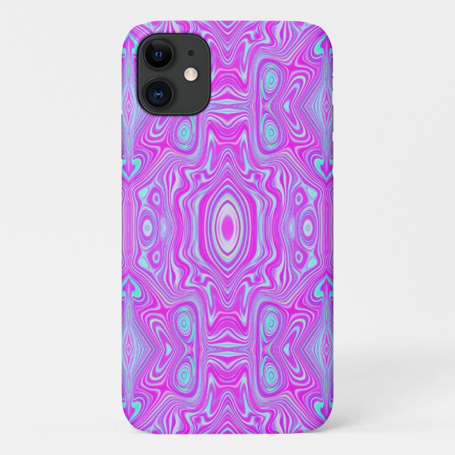 Coques Case-Mate iPhone Motif Abstrait Rose Chaude et Bleu Aqua Psychédéli (Dos)