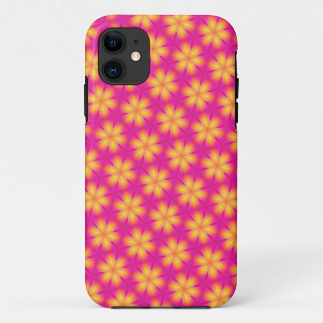 Coques Case-Mate iPhone Motif Abstrait rose et jaune vif (Dos)