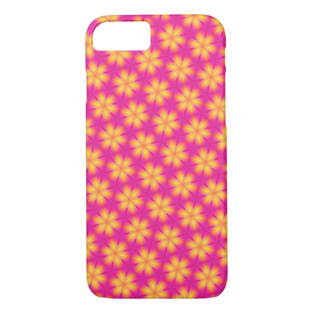 Coques Case-Mate iPhone Motif Abstrait rose et jaune vif (Dos)