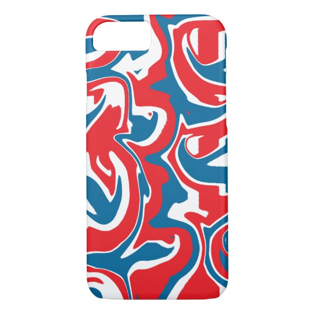 Coques Case-Mate iPhone Motif abstrait rouge blanc et bleu (Dos)