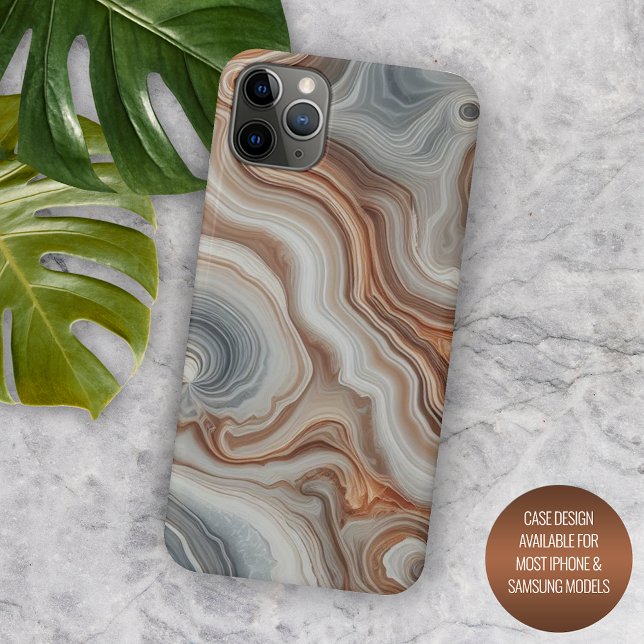 Coques Case-Mate iPhone Motif agate quartz brun beige ambre gris classe (Créateur téléchargé)