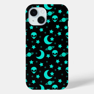 Coque Case-Mate iPhone Motif Alien turquoise avec étoiles et lunes