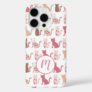Coque iPhone 16 Pro Motif Amoureux des chats Monogram