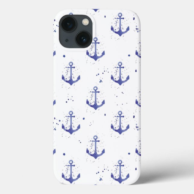 Coques Case-Mate iPhone Motif Ancre aquarelle 2 (Verso)