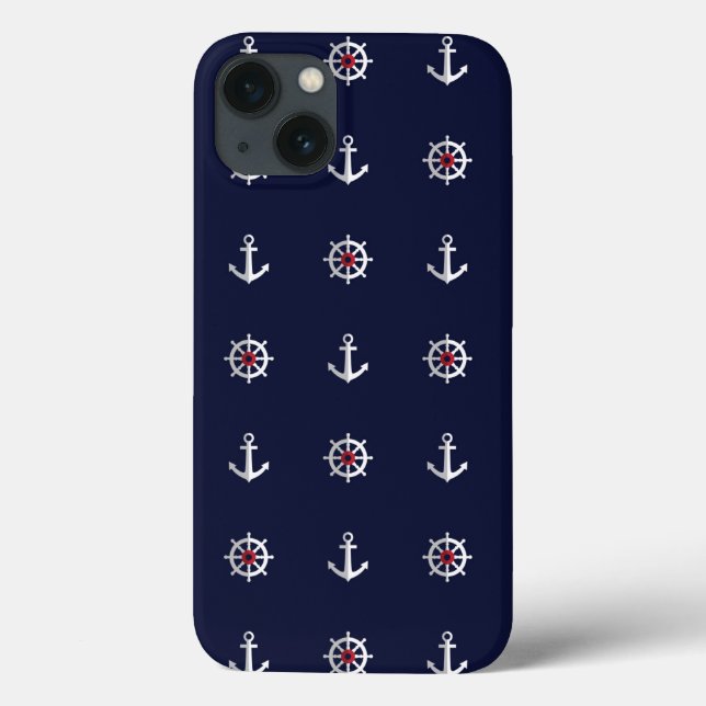 Coques Case-Mate iPhone Motif Ancre Rouge Blanc Et Bleu (Verso)