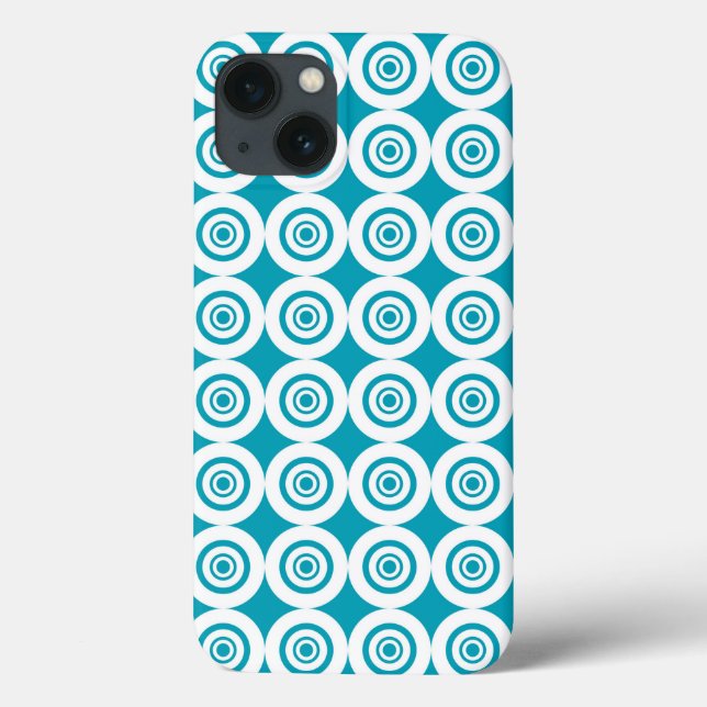 Coques Case-Mate iPhone Motif Aqua and White Concentrcle Cercles (Verso)