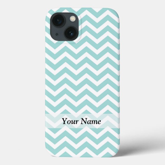 Coques Case-Mate iPhone Motif Aqua et chevron gris (Verso)
