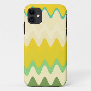 Coques Pour iPhone Motif Aqua Yellow White Wavy Stripes
