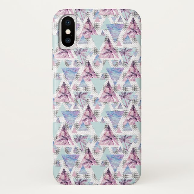 Coques Case-Mate iPhone Motif Aquarelle rose et bleu palmier (Dos)