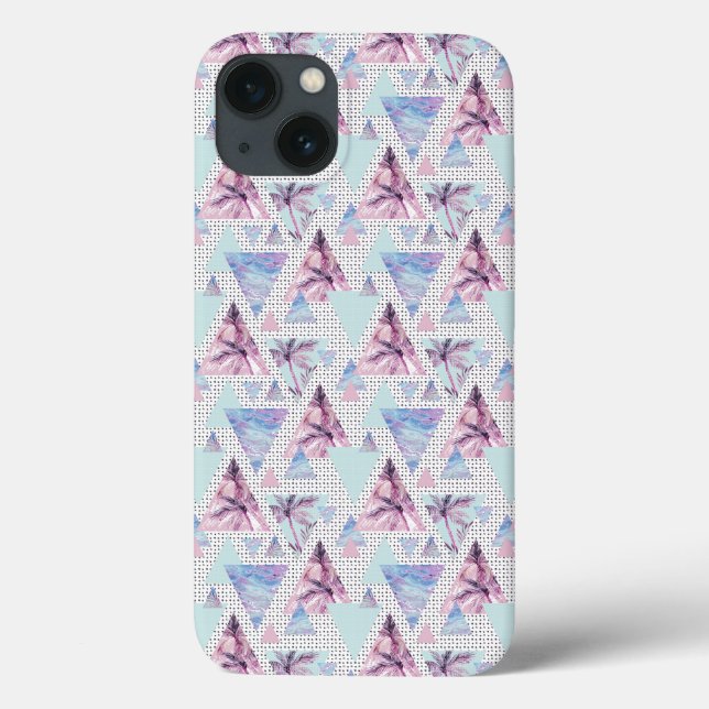 Coques Case-Mate iPhone Motif Aquarelle rose et bleu palmier (Verso)