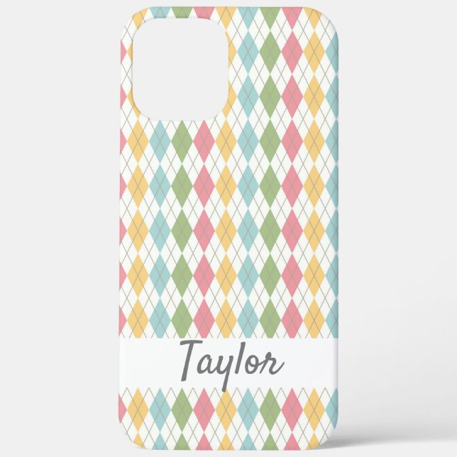 Coques Case-Mate iPhone Motif Argyle Pastel Personnalisé (Verso)