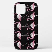 Motif Arrière - plan Flamant rose textile noir
