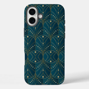 Coque Pour iPhone 16 Plus Motif Art Déco avec des formes géométriques dorées
