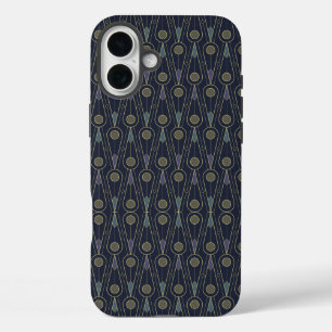 Coque Pour iPhone 16 Plus Motif Art Déco avec des formes géométriques en or