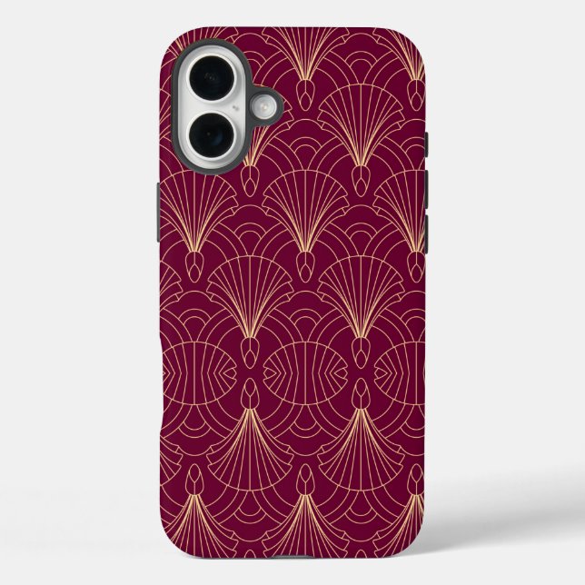 Coques Case-Mate iPhone Motif Art Déco avec éventails géométriques dorés (Verso)