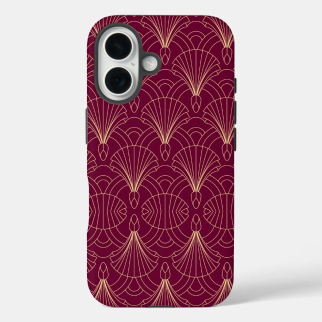 Coques Case-Mate iPhone Motif Art Déco avec éventails géométriques dorés (Verso)