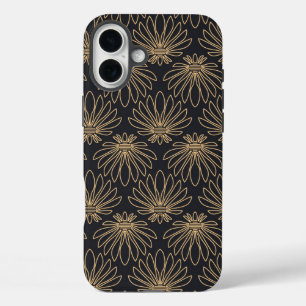 Coque Pour iPhone 16 Plus Motif Art Déco avec motifs floraux dorés