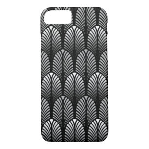 Etui iPhone Case-Mate Motif Art Déco en plumes, gris argenté et noir