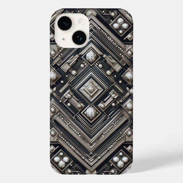 Coques Case-Mate iPhone Motif Art Déco Géométrique Diamant de Luxe Doré (Verso)