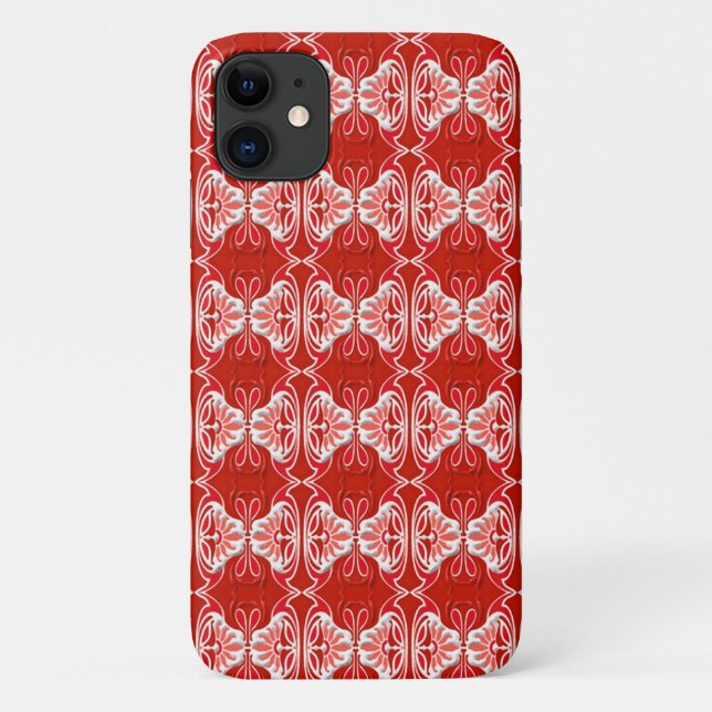 Coques Case-Mate iPhone Motif Art Déco - rouge et blanc (Dos)