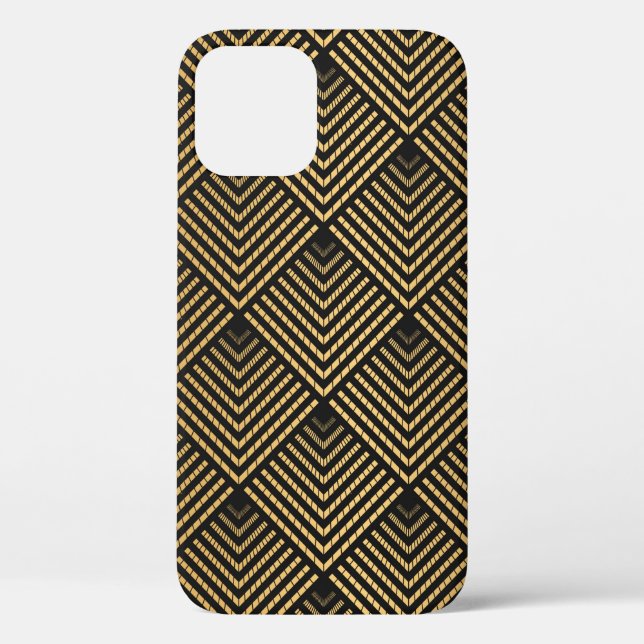 Coques Case-Mate iPhone Motif Art déco. Simples grappes noir et or (Verso)