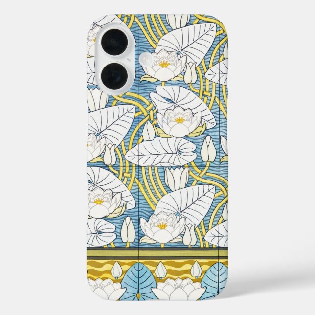 Coques Case-Mate iPhone Motif Art Nouveau de nénuphar vert sauge (Verso)