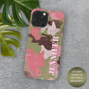 Coque Case-Mate iPhone Motif artistique camouflage vert olive rose kaki m