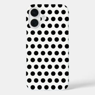 Coque Pour iPhone 16 Motif artistique classique à pois noir et blanc
