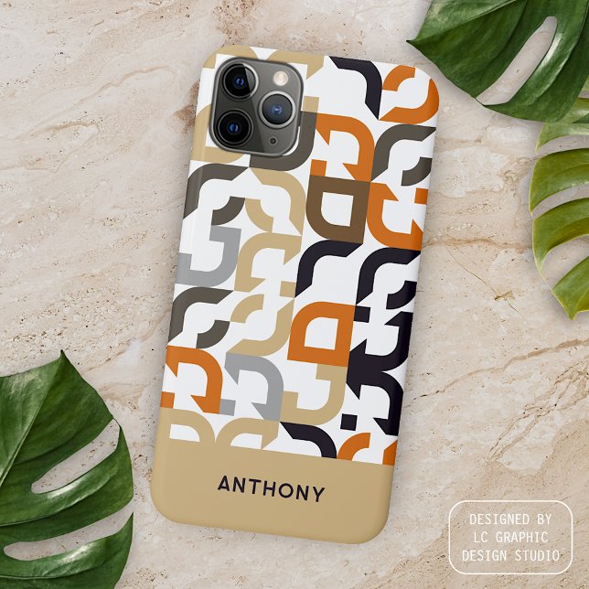 Coques Case-Mate iPhone Motif artistique milieu du siècle noir marron beig (Créateur téléchargé)